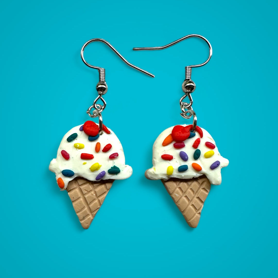 Rainbow Sprinkles Ice Cream Earrings