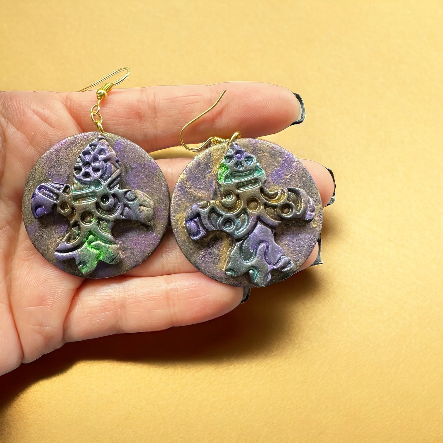Textured Mardi Gras Earrings