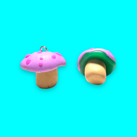 Pink Peril Mushroom Earrings