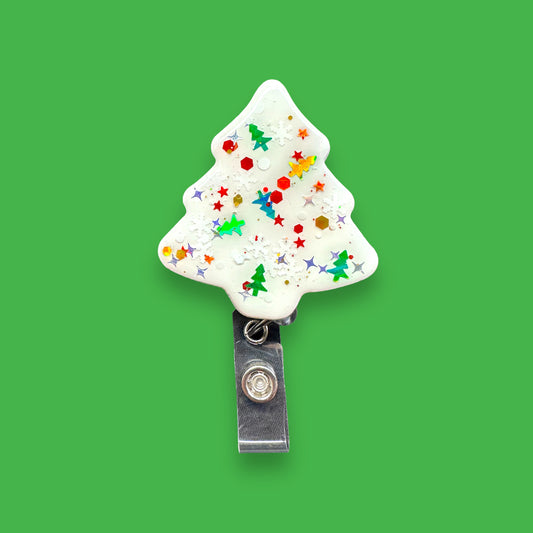 Christmas tree Glitter Badge Reel