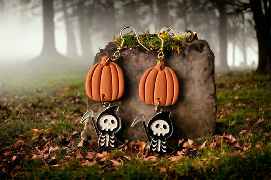 Pumpkin Reaper Earrings - Beautiful Disaster 