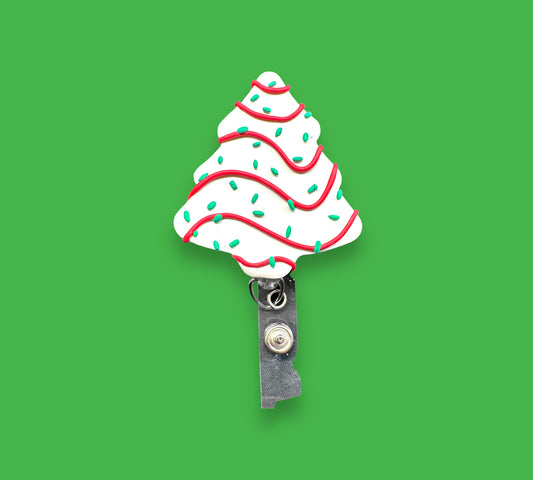 Christmas Tree Cake Badge Reel