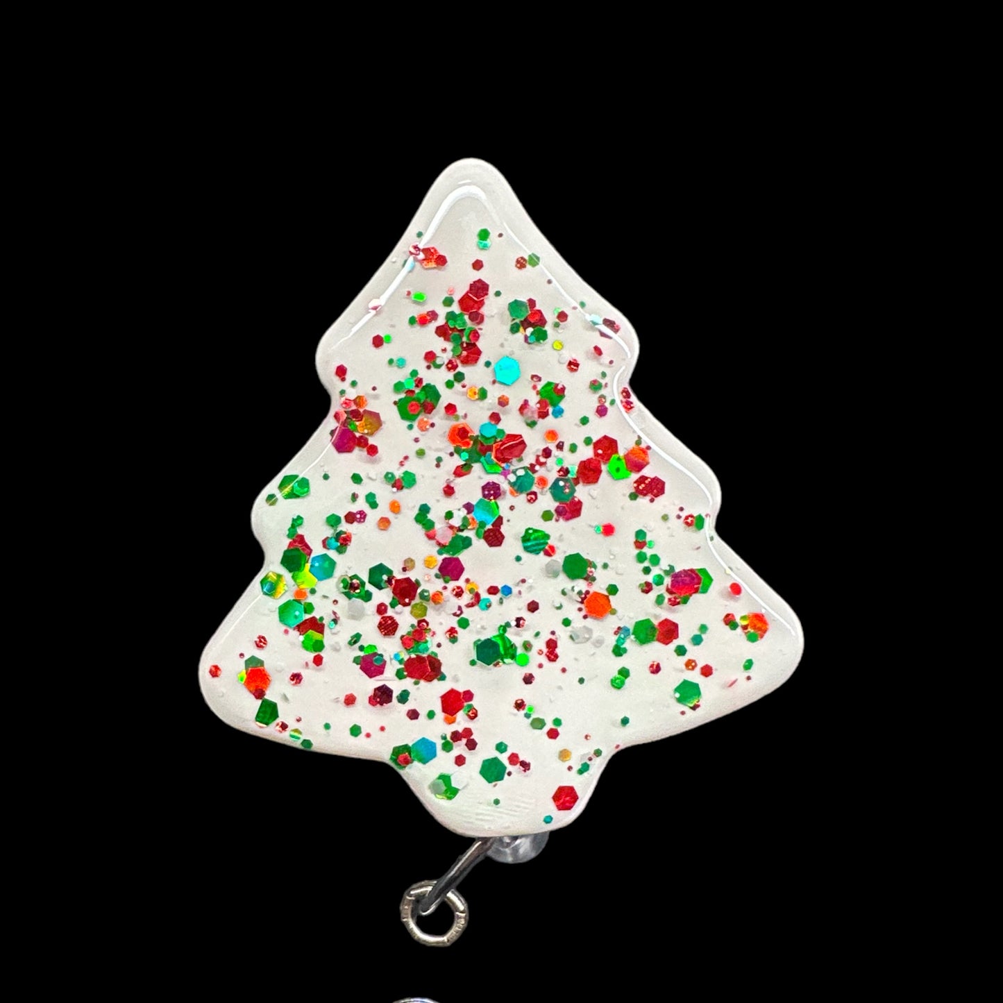 Christmas tree Glitter Badge Reel