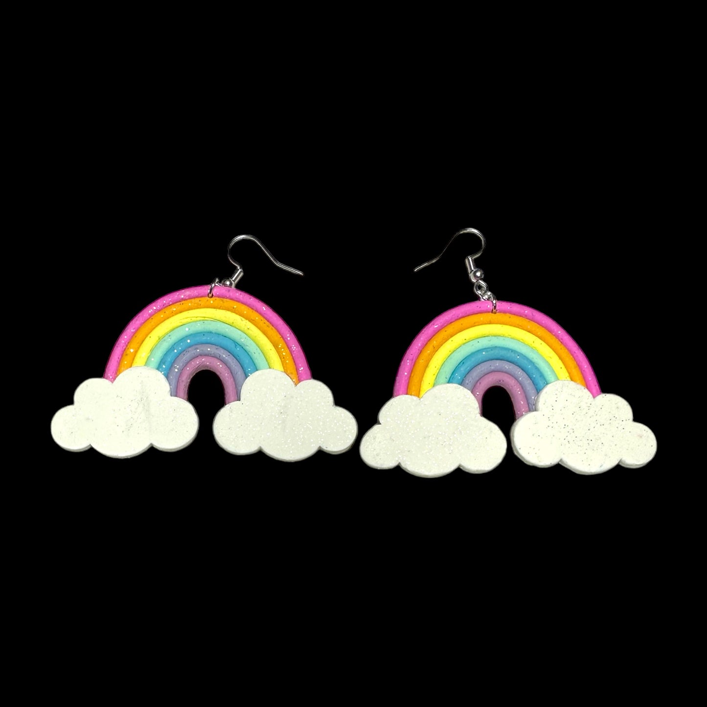 Large Rainbow Earrings with Clouds