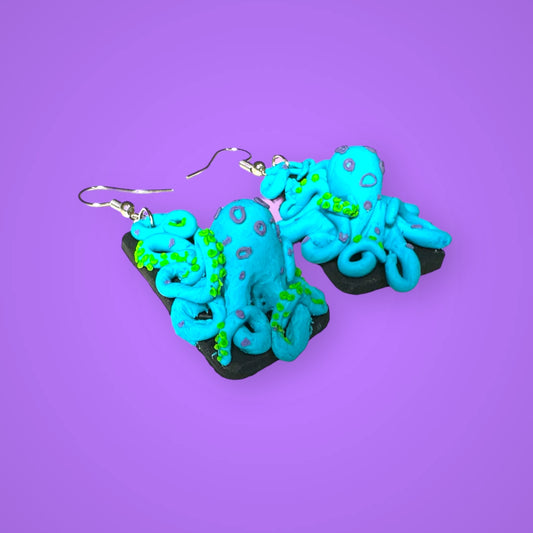 Octopi Earrings Blue