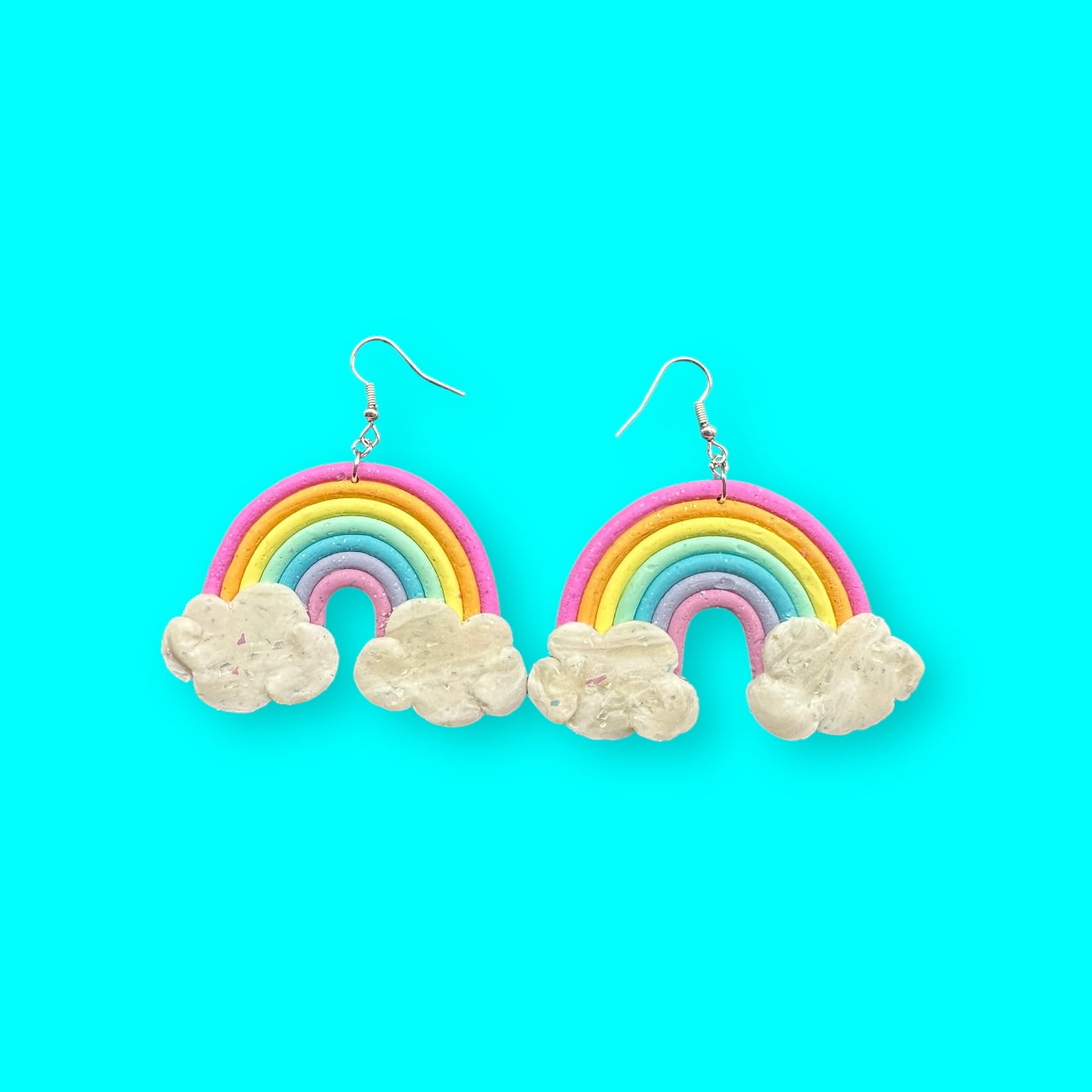 Large Rainbow Earrings with Clouds