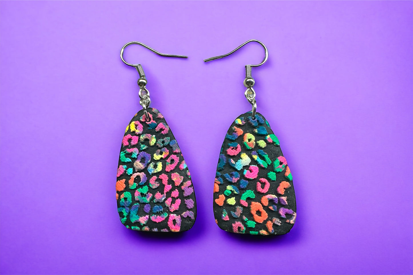 Neon Leopard Print Earrings