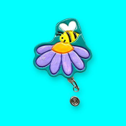 Bee and Flower Badge Reel