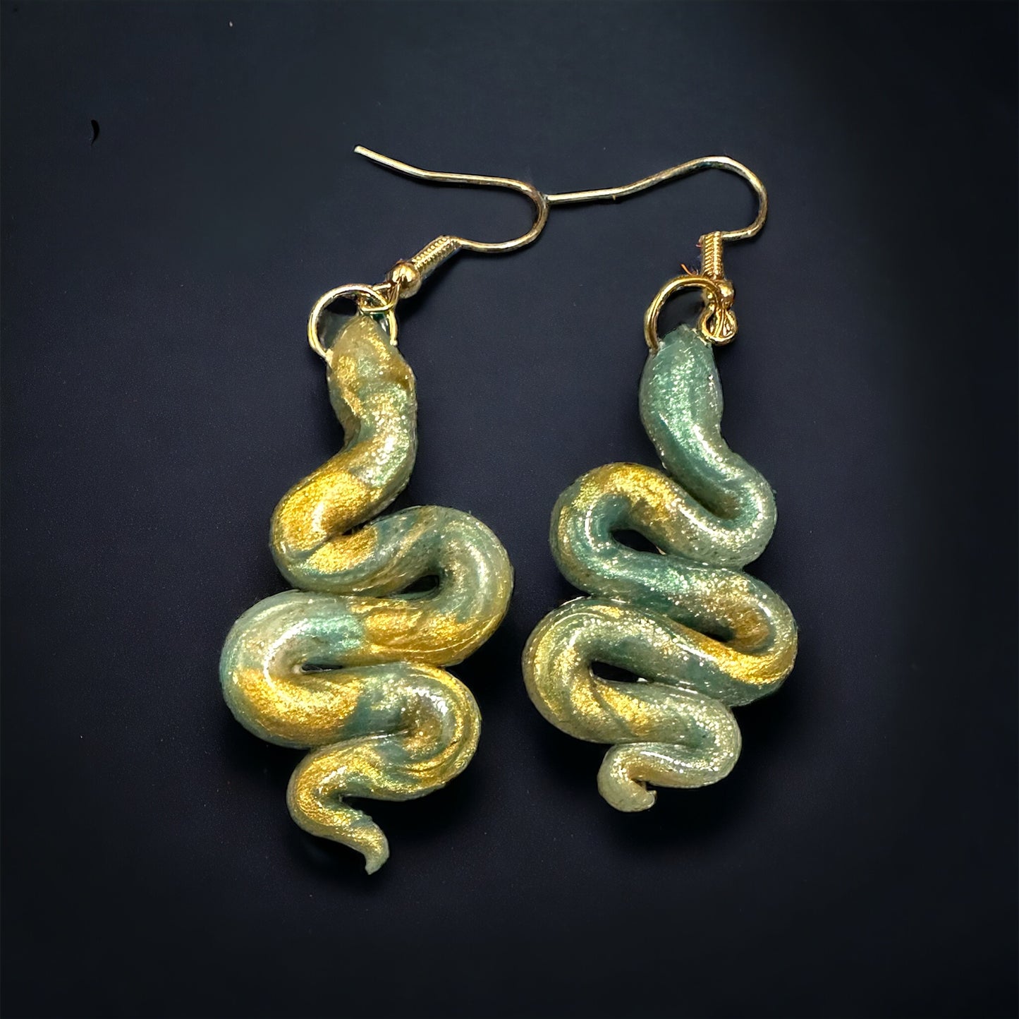 Gold and Blue Snake earrings