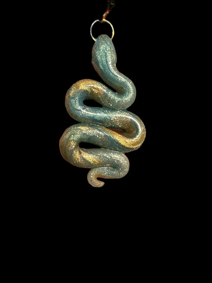 Gold and Blue Snake earrings