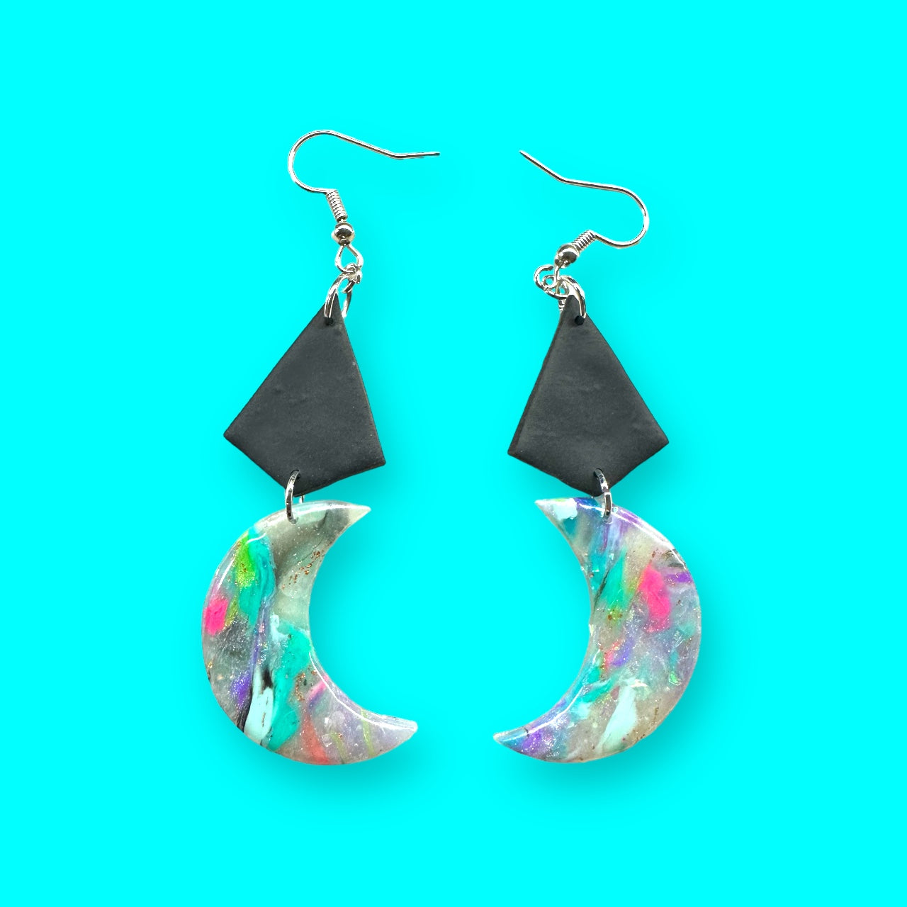 Fancy Opal Moon Earrings