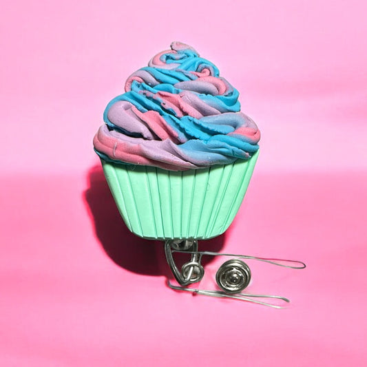 Unicorn Poop Cupcake Badge Reel