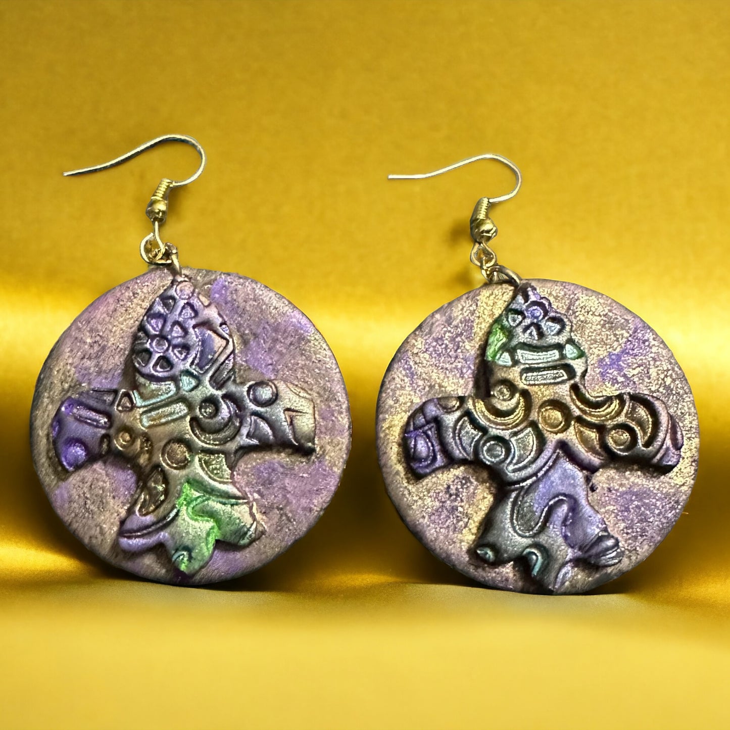 Textured Mardi Gras Earrings