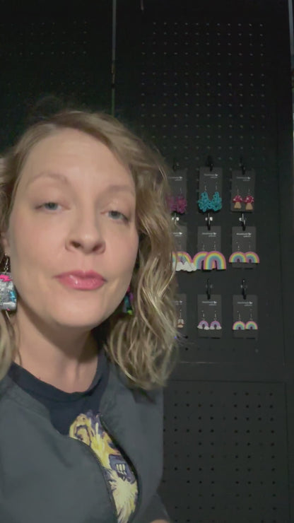 Large Rainbow Earrings with Clouds